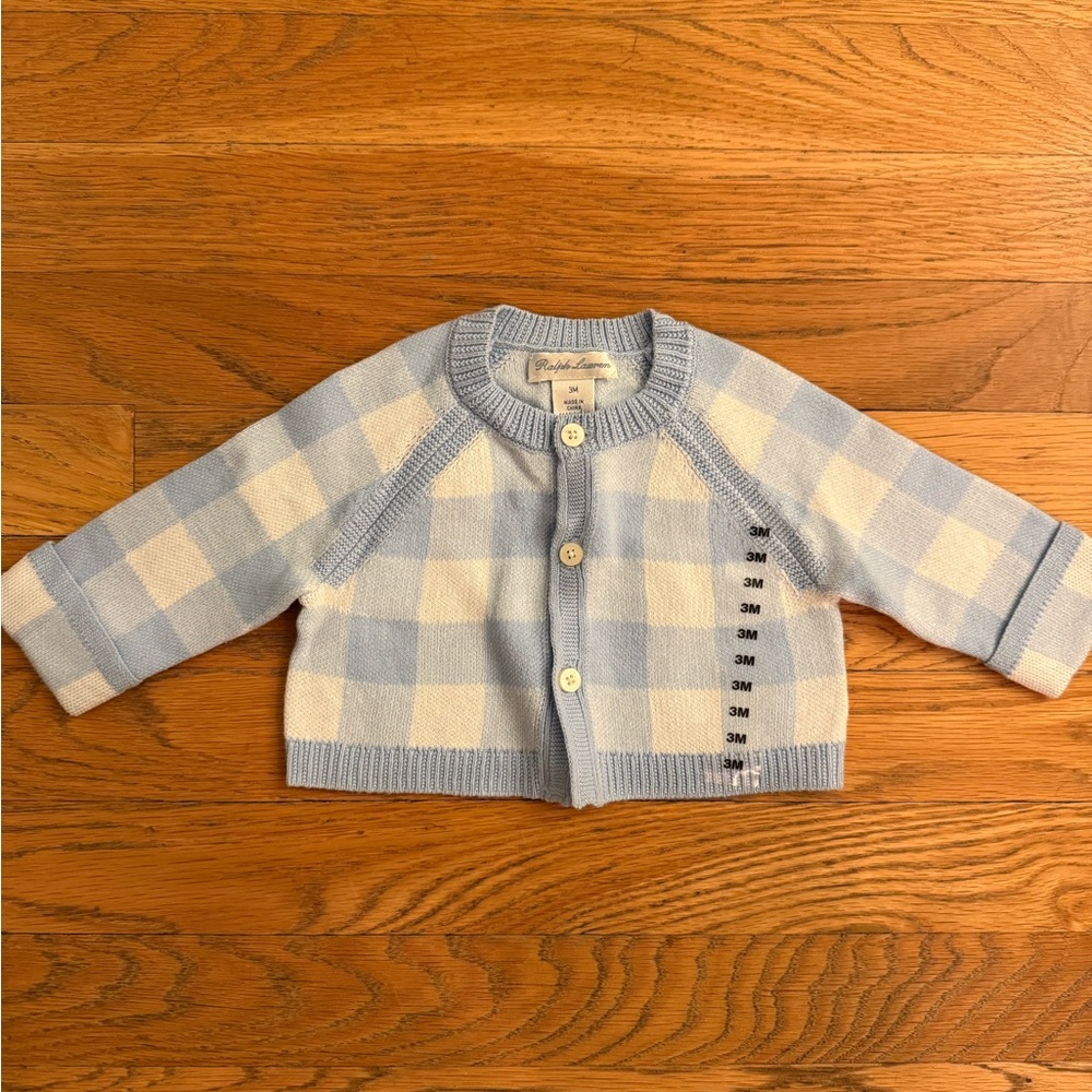 Ralph Lauren Light Blue and White Kids Sweater NWOT